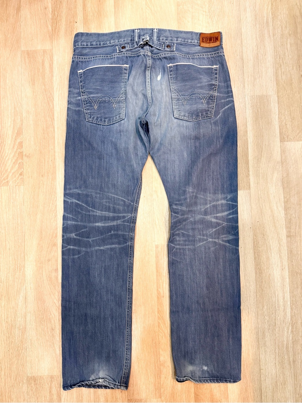 Edwin 36x34 SEN SK505 Selvage Denim Jeans Made in Japan Whiskered Distressed